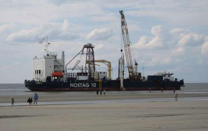 Power Cable Installation Barge at Beach - Image by courtesy of NSW